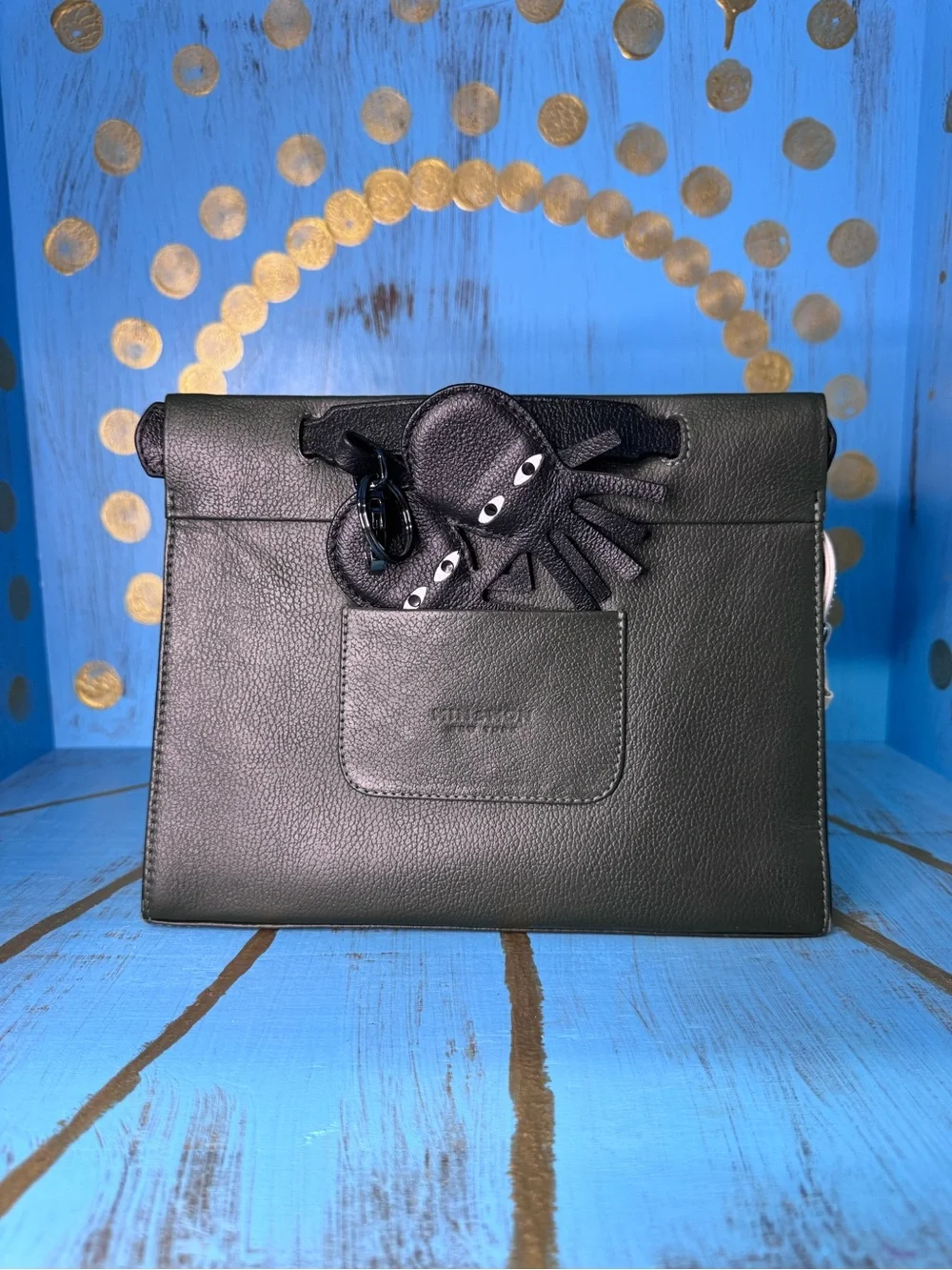 Min&Mon Green Leather Purse with Embroidered Crocodile